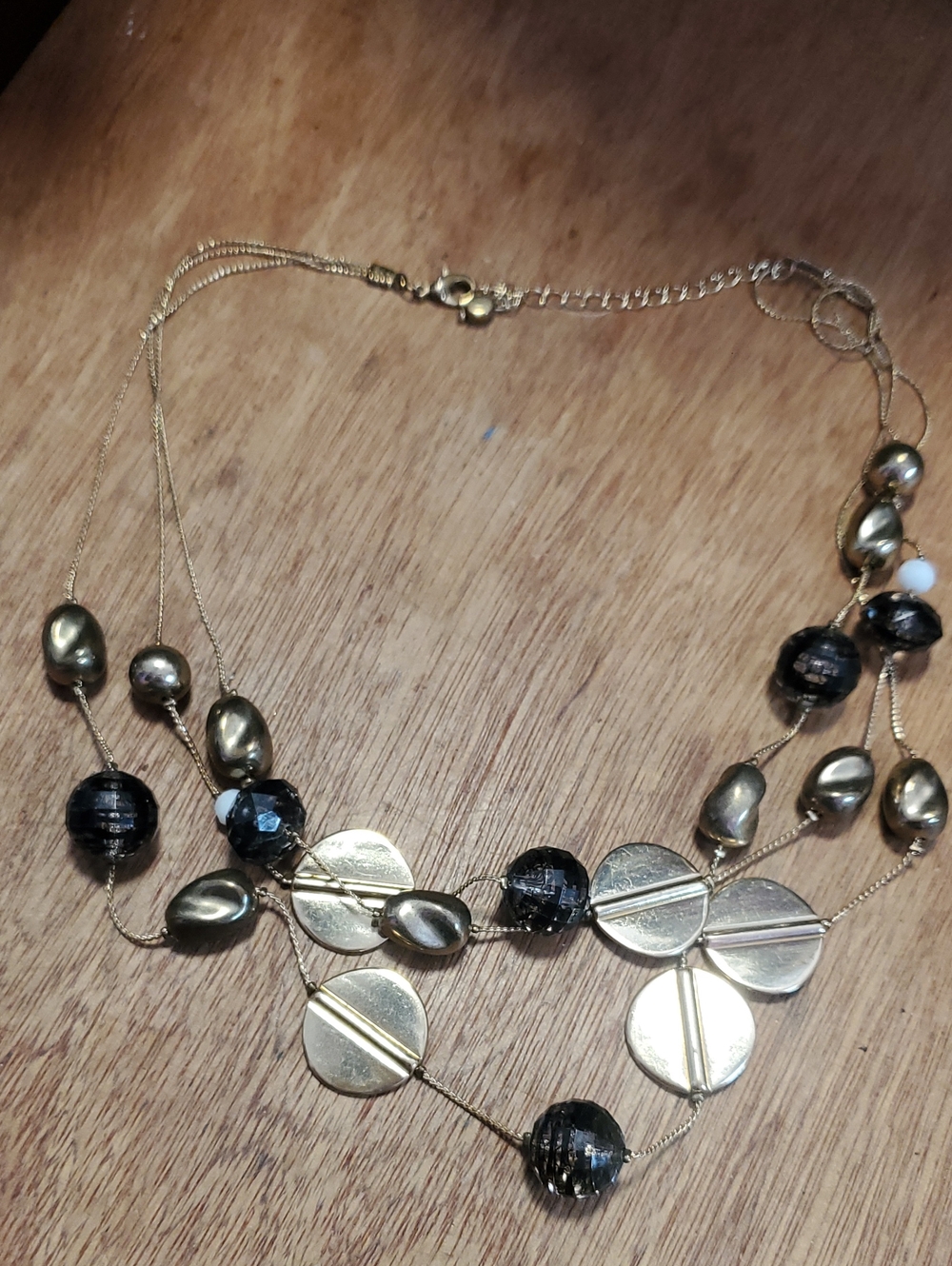 Elligant multi strand Black & Gold Tone statement necklace D